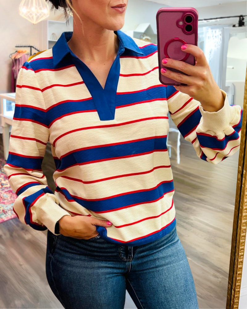 Stylish Colorblock Striped Top