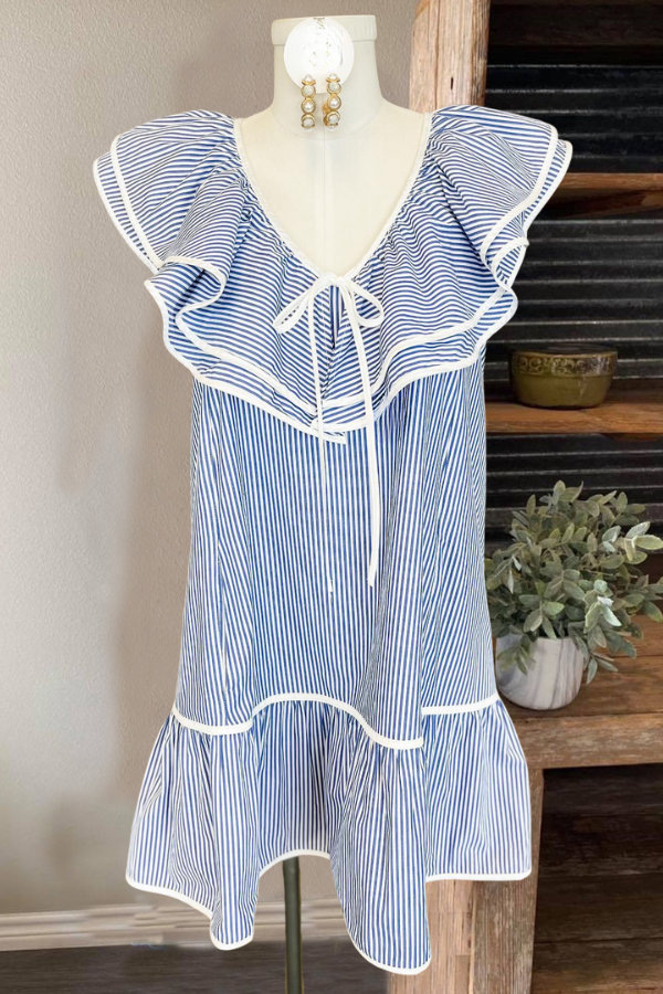 Ruffle Stripe Mini Dress