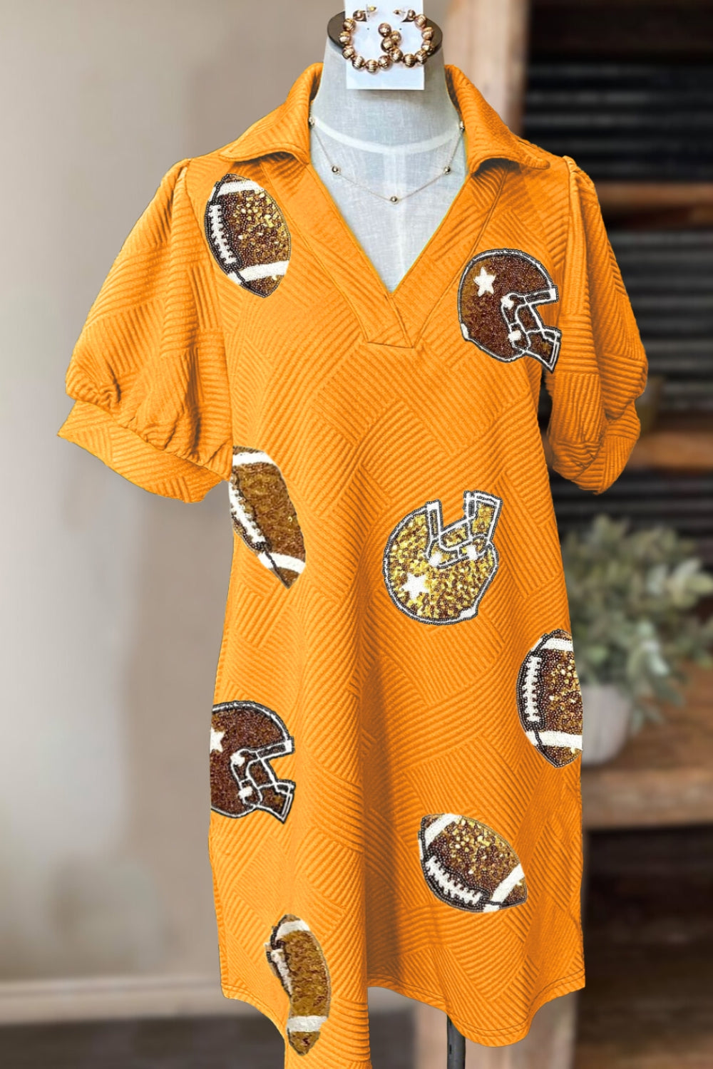 Football Game Sequin Textured Dress