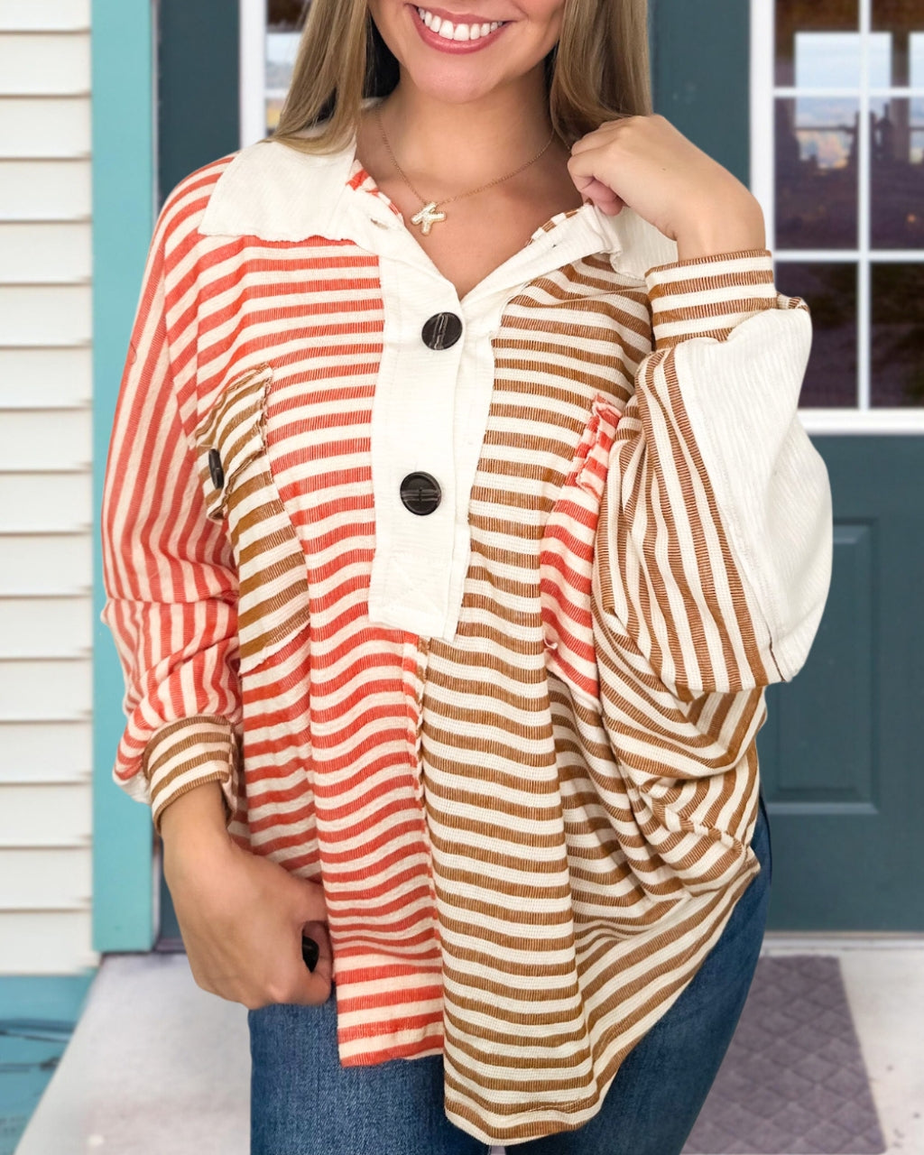 Effortless Striped Colorblock Sweatshirt