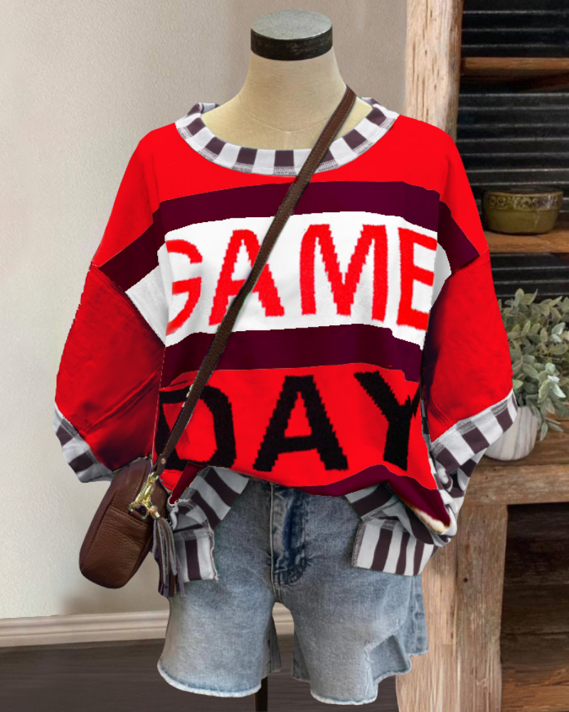 Game Day Striped Trim T-shirt