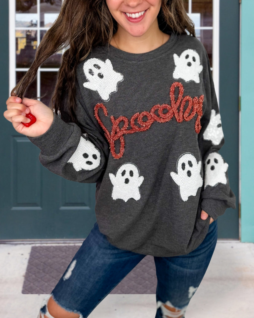 Spooky Sequin Ghost Sweater