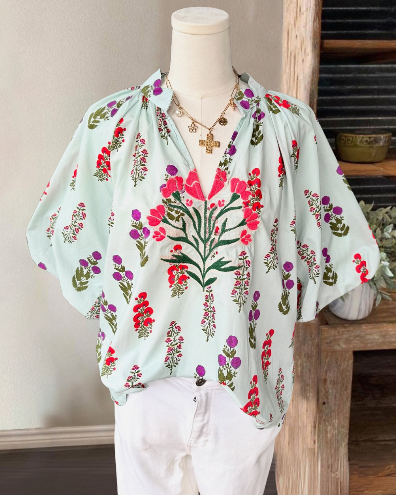 Graceful Floral Embroidered top