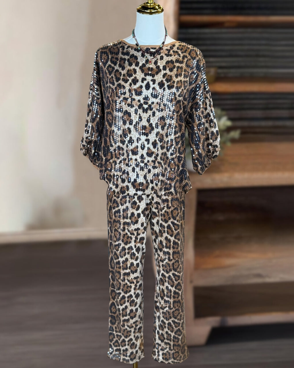 Sequin Leopard Statement Set
