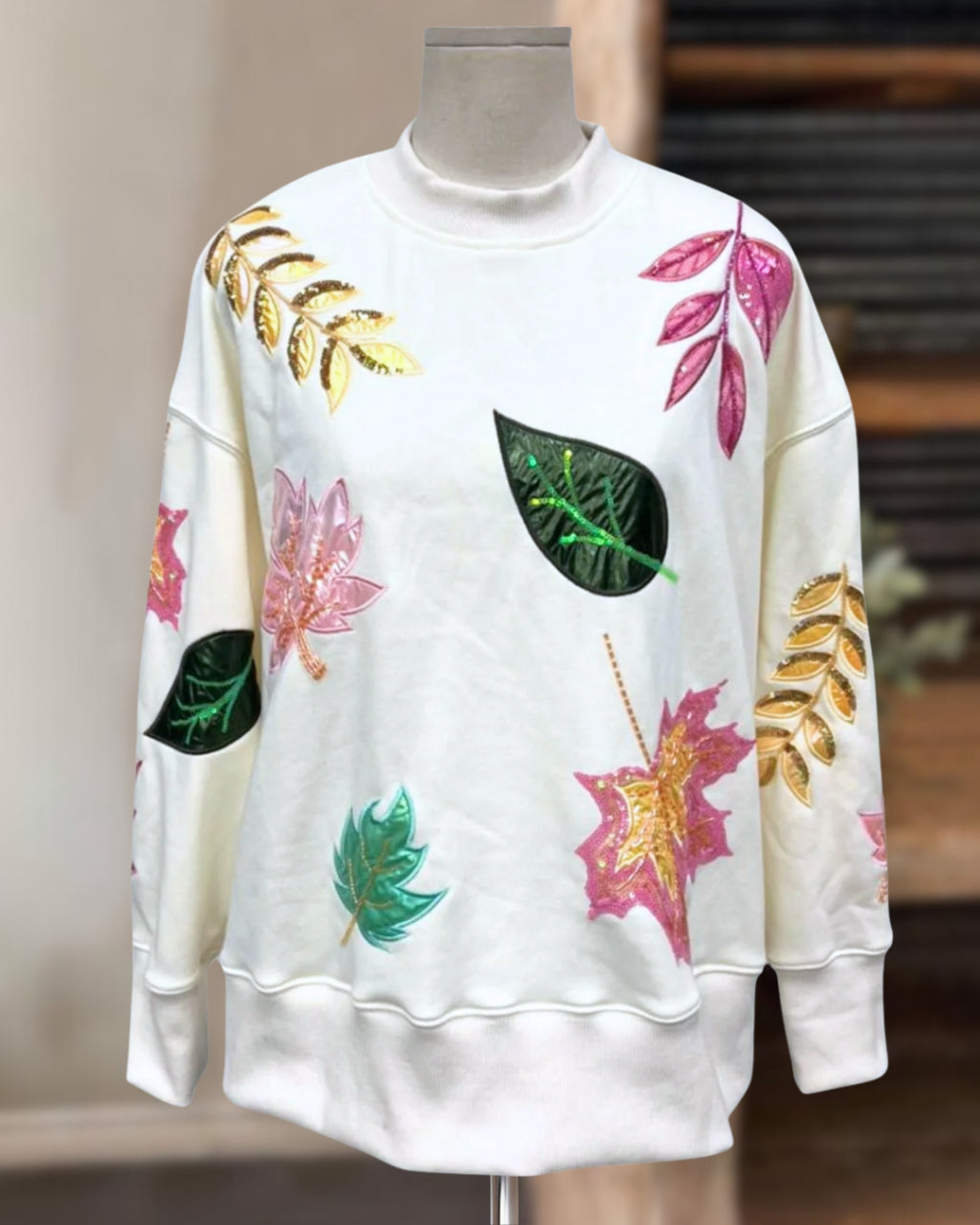 Sequin Fall Leaves Sweatshirt
