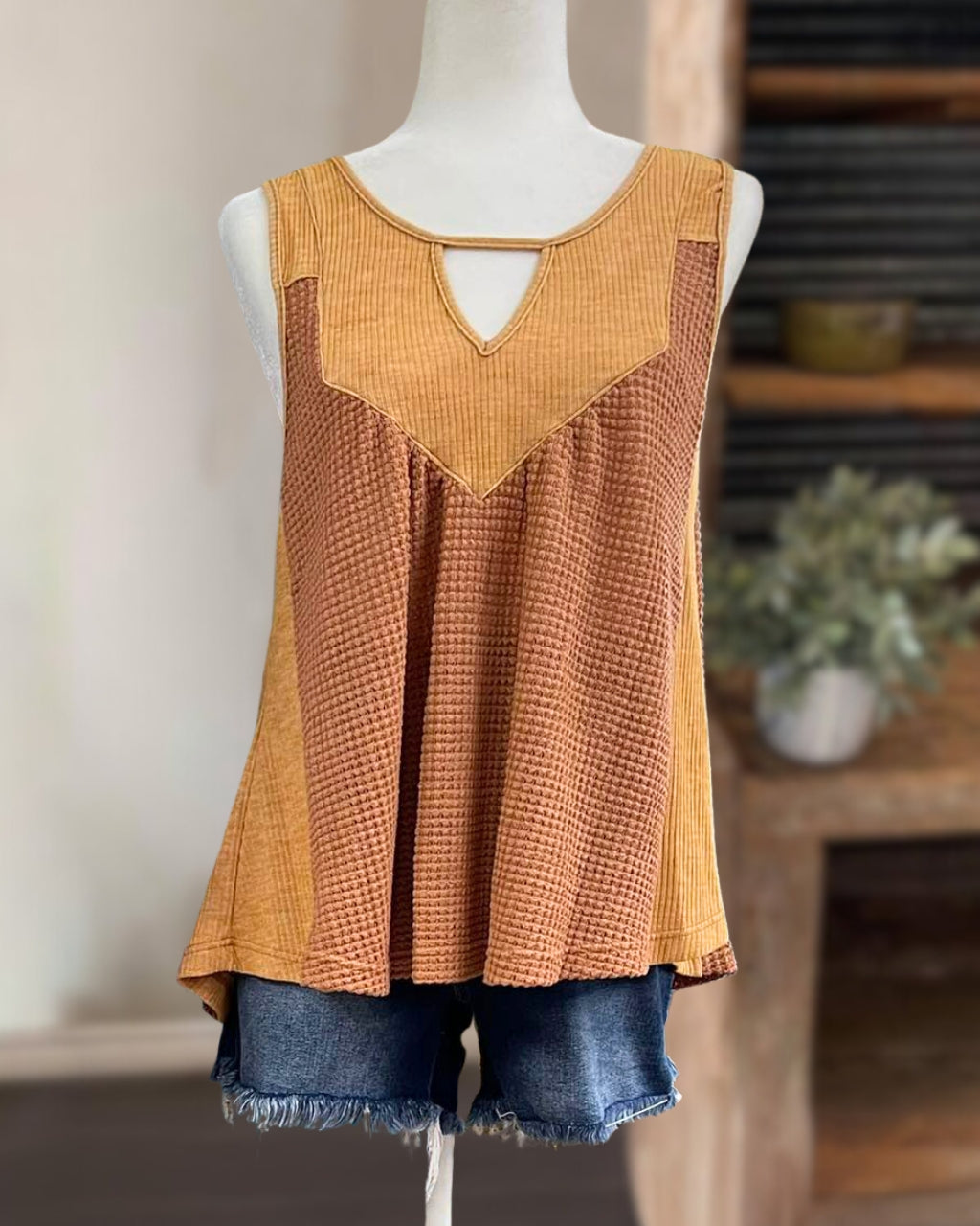 Waffle Weave Ribbed Vest