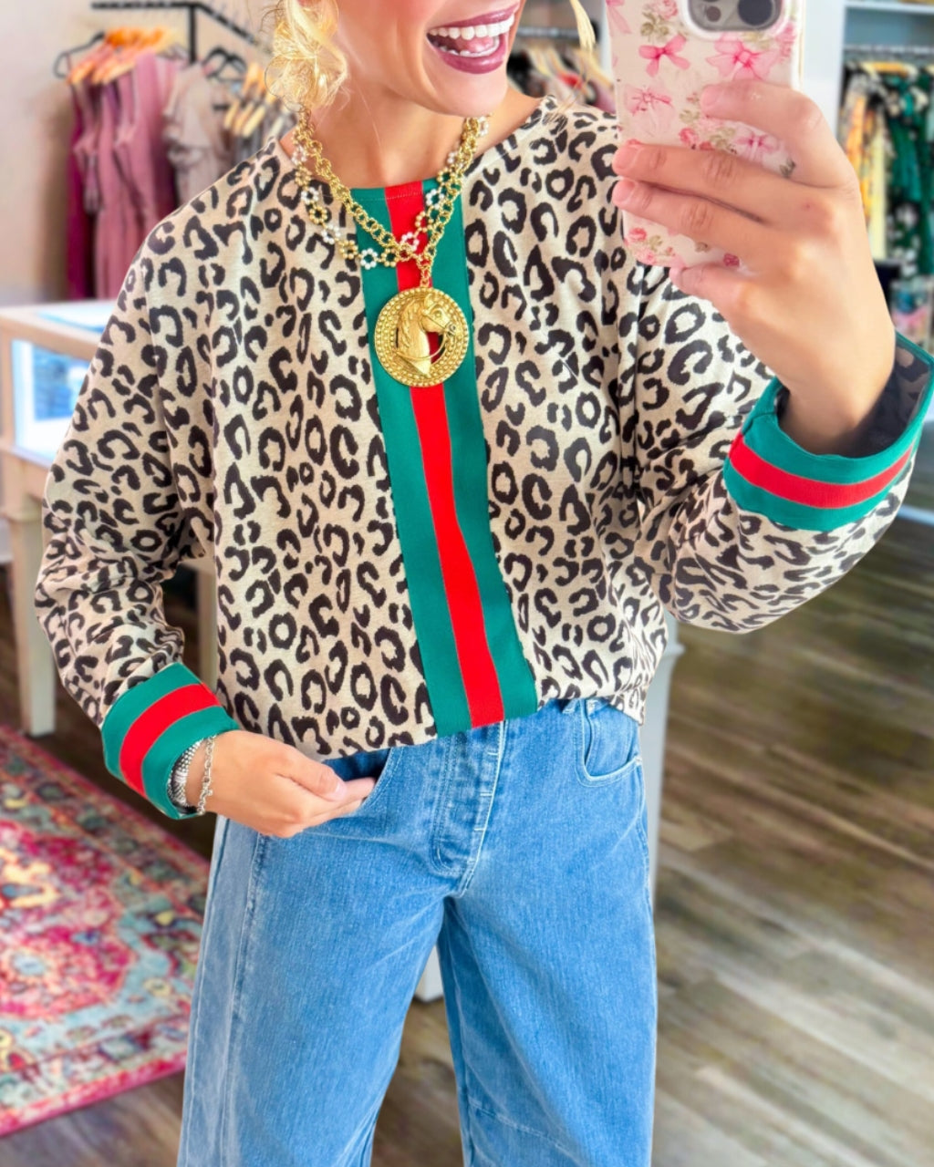 Leopard Panel Chic Top