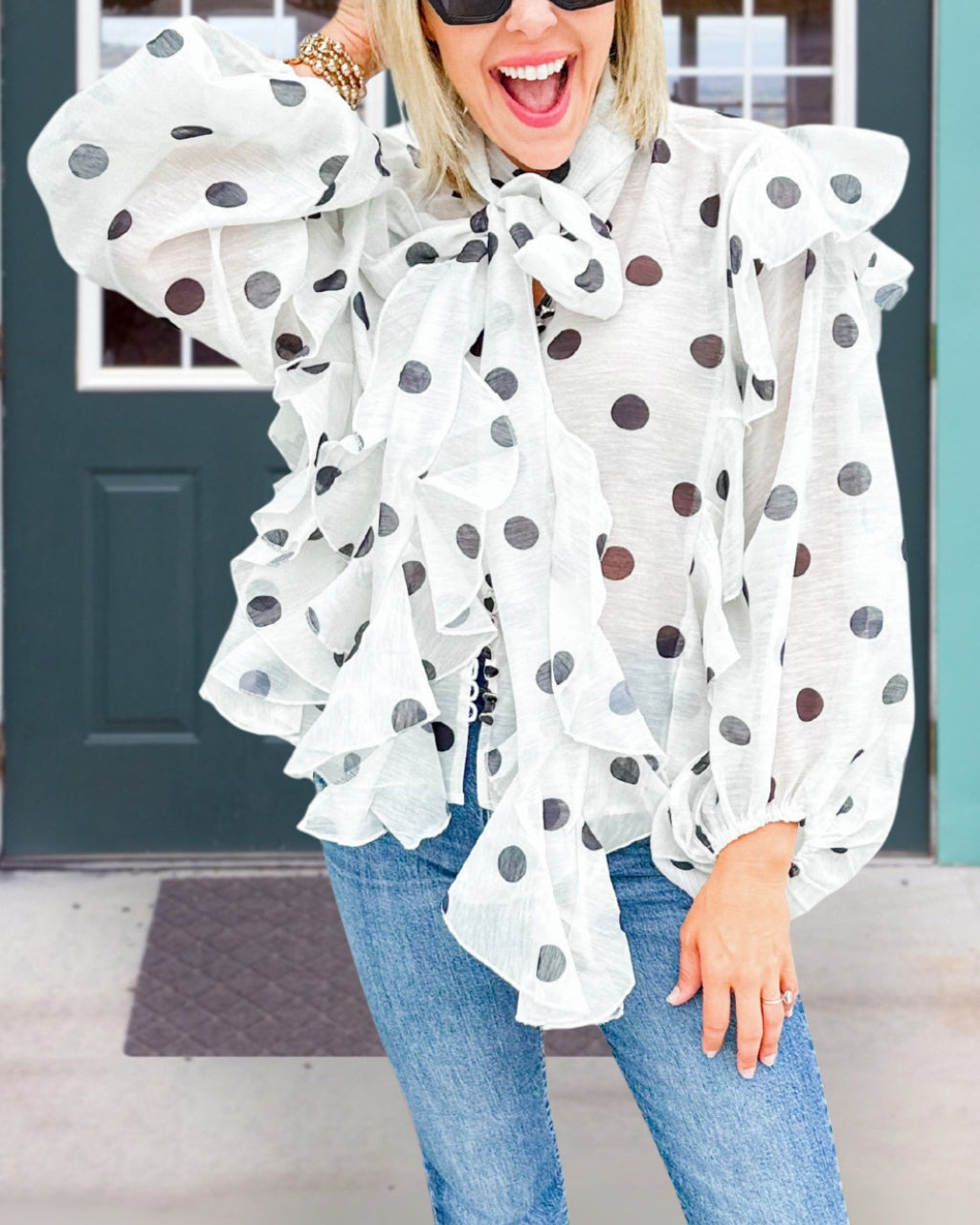 Ruffled Polka Dot Top