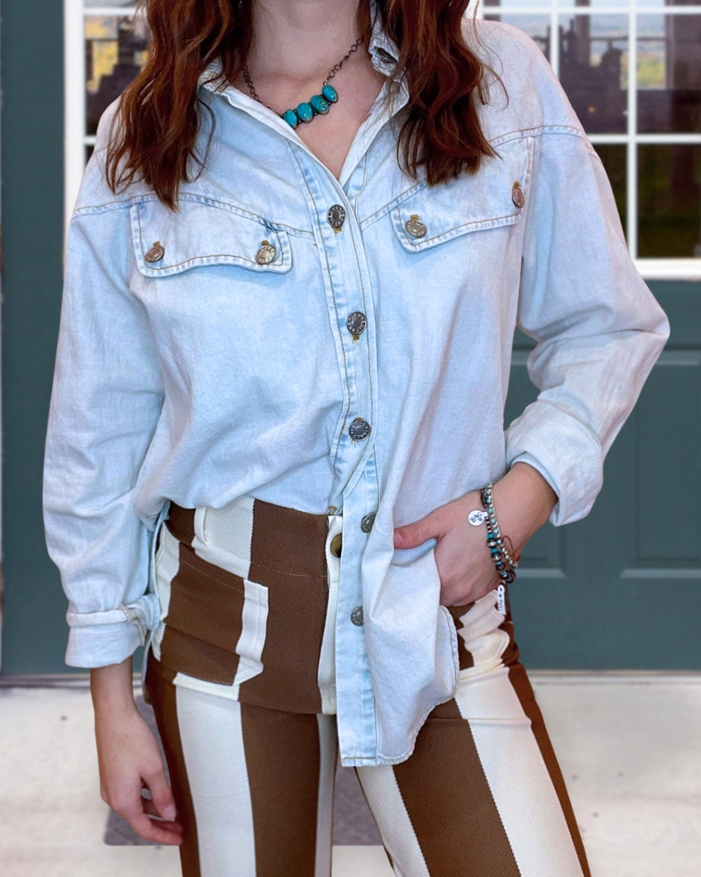 Chic Denim Button Top