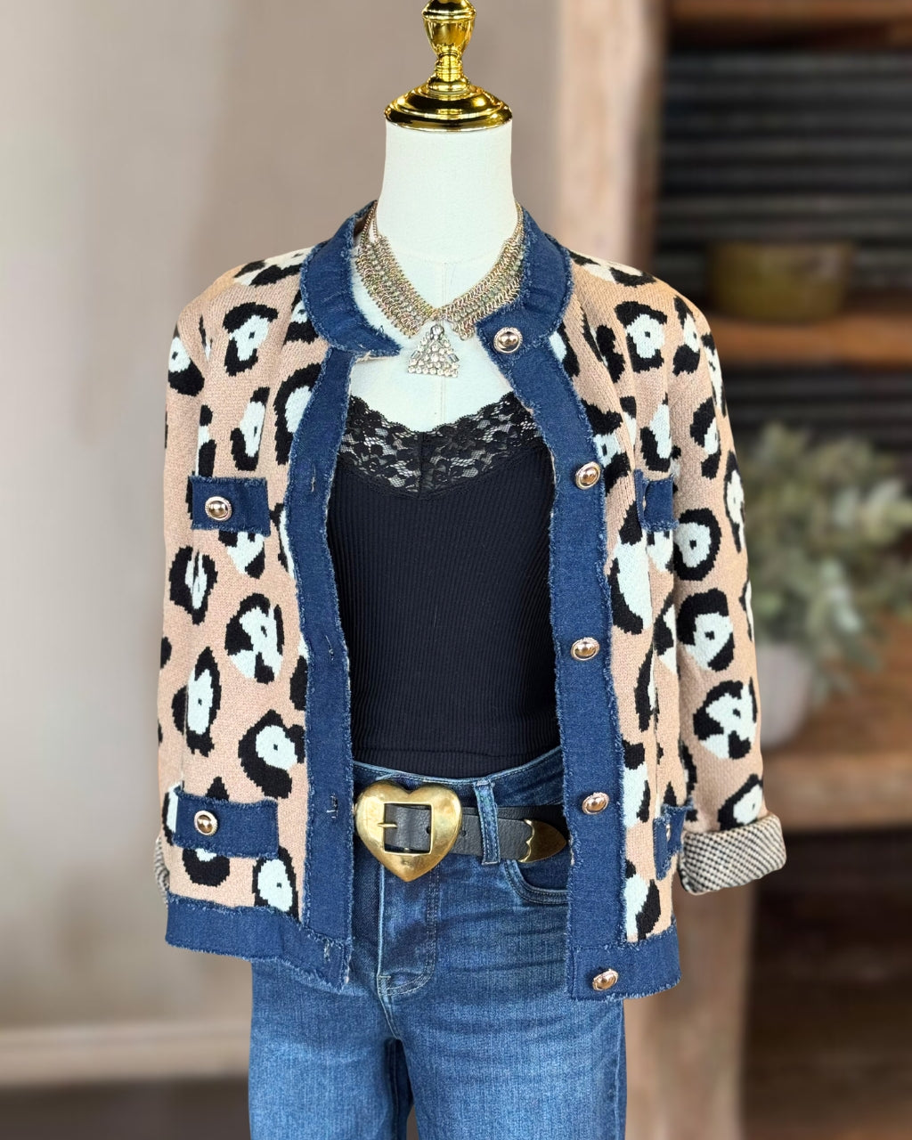 Fun Leopard Denim Jacket