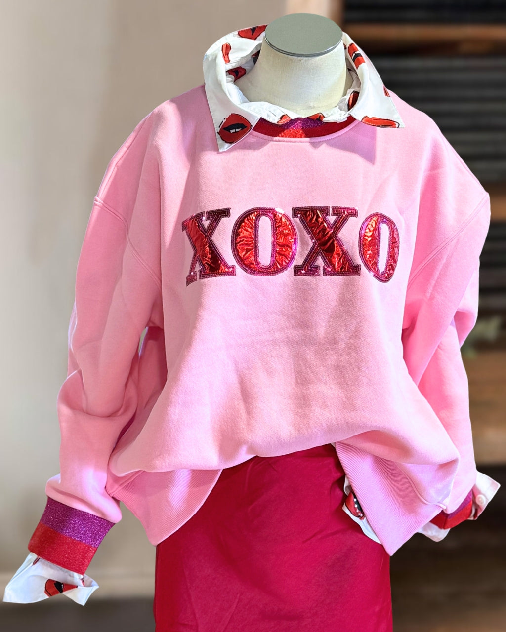 Trendy XOXO Embroidered Sweatshirt
