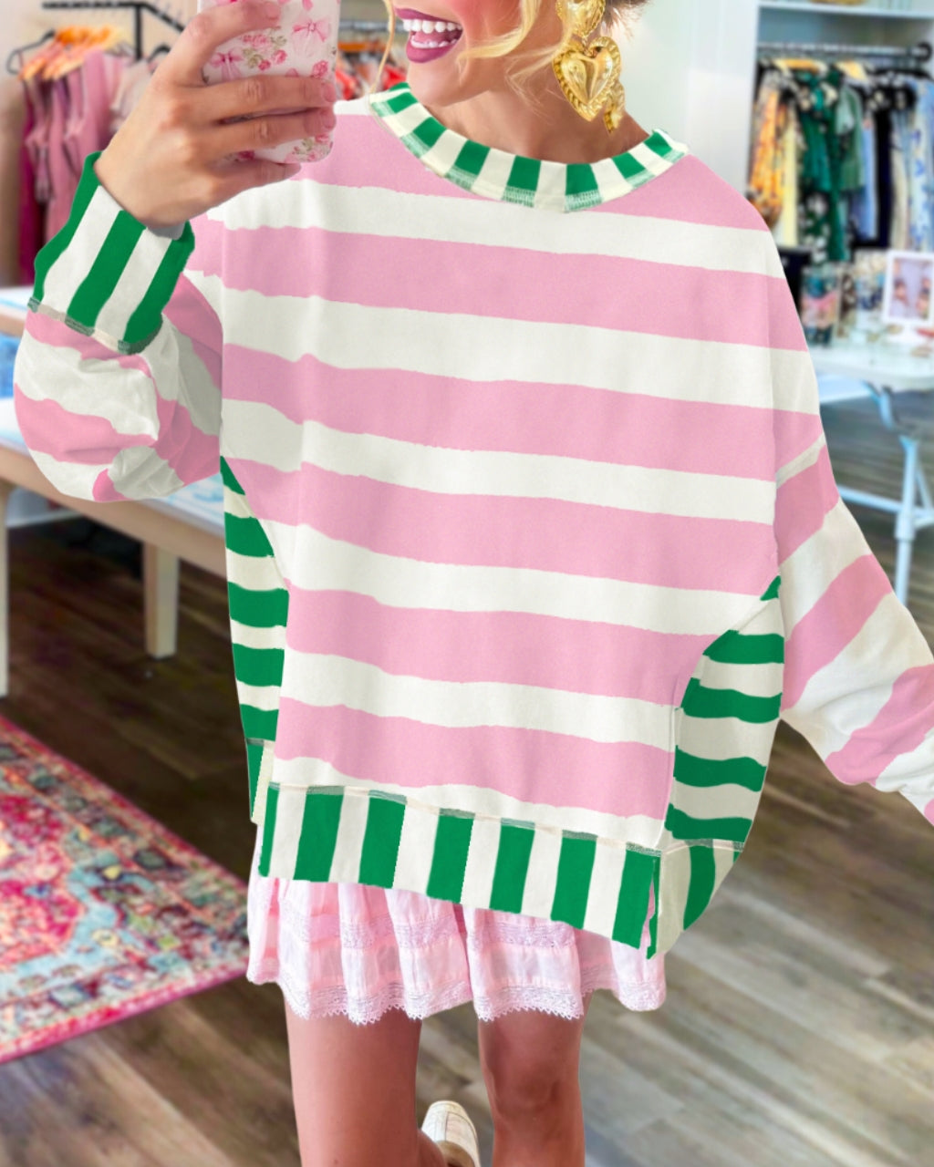 Whimsy Two-Tone Stripe Sweatshirt