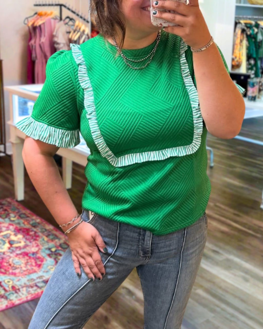 Ruffle Edge Texture Top