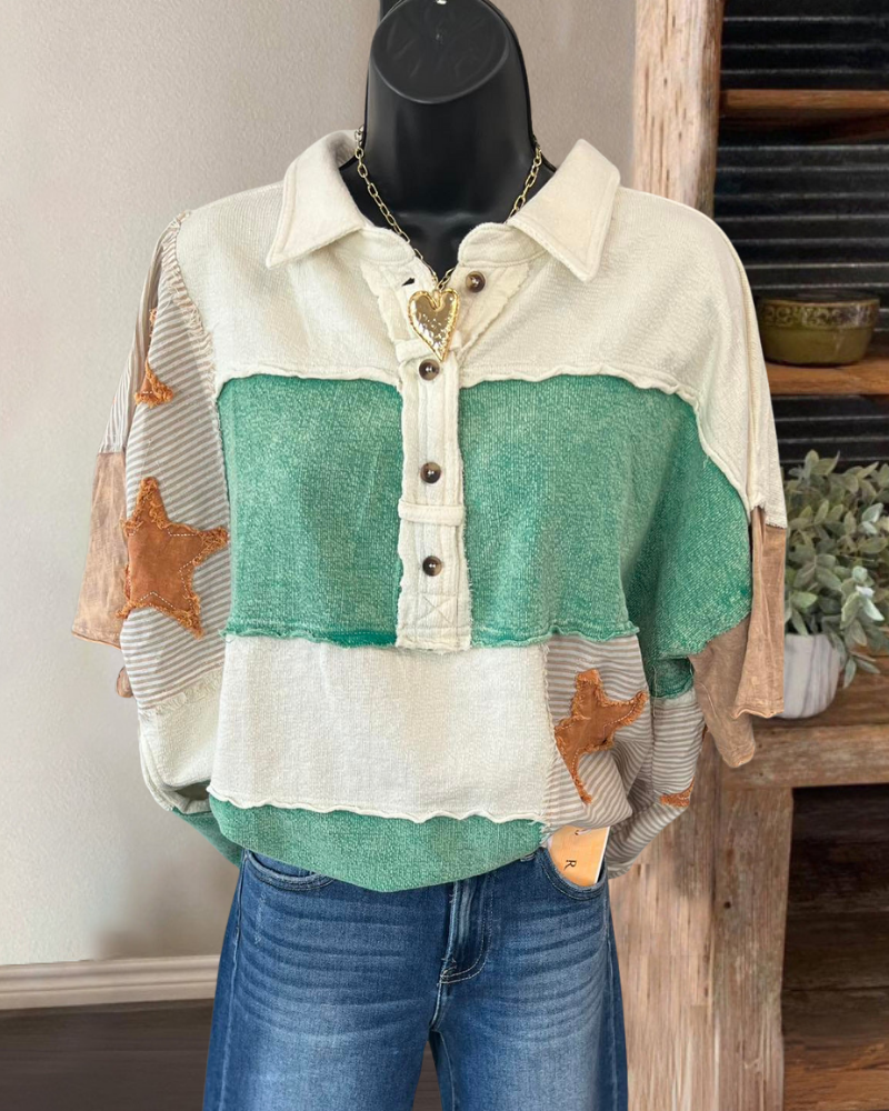 Star Patchwork Washed Top