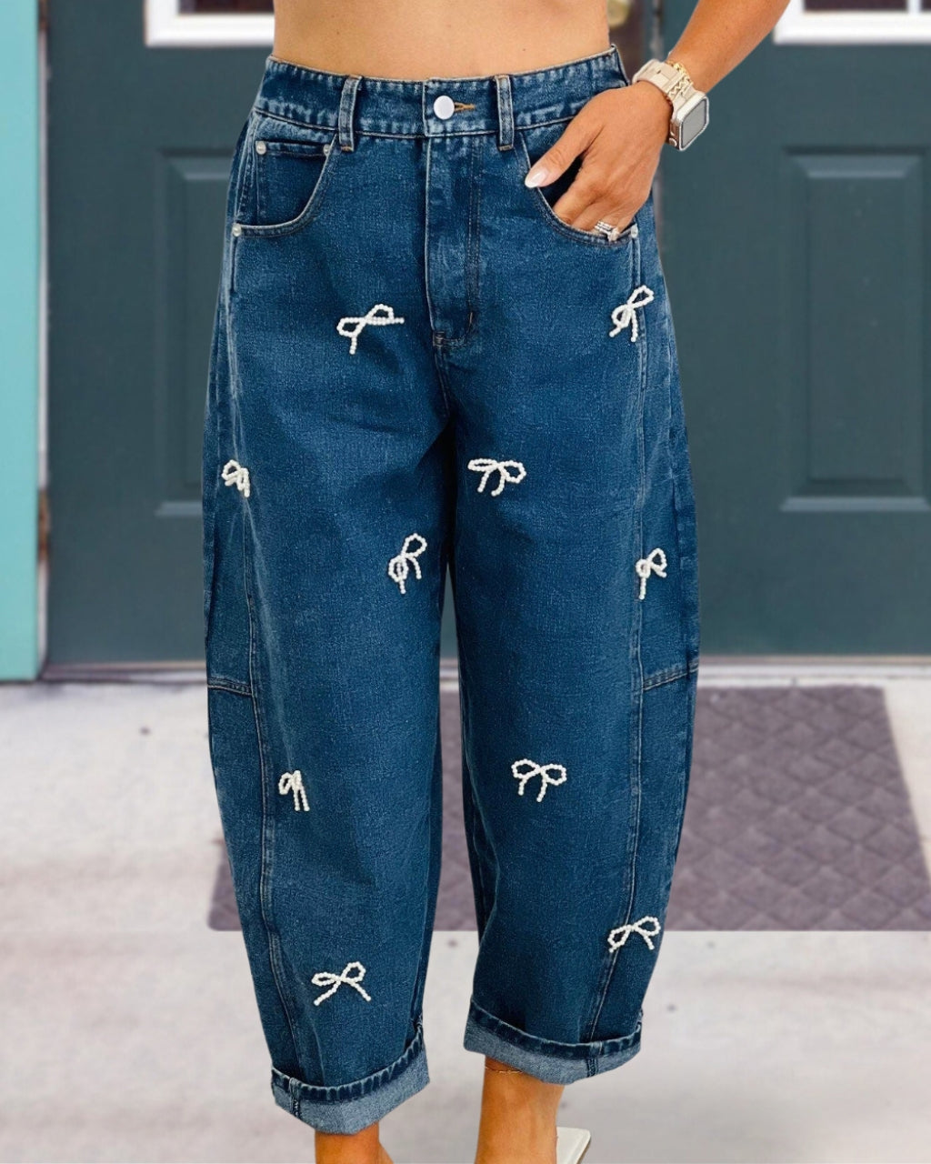 Bow Embroidered Jeans