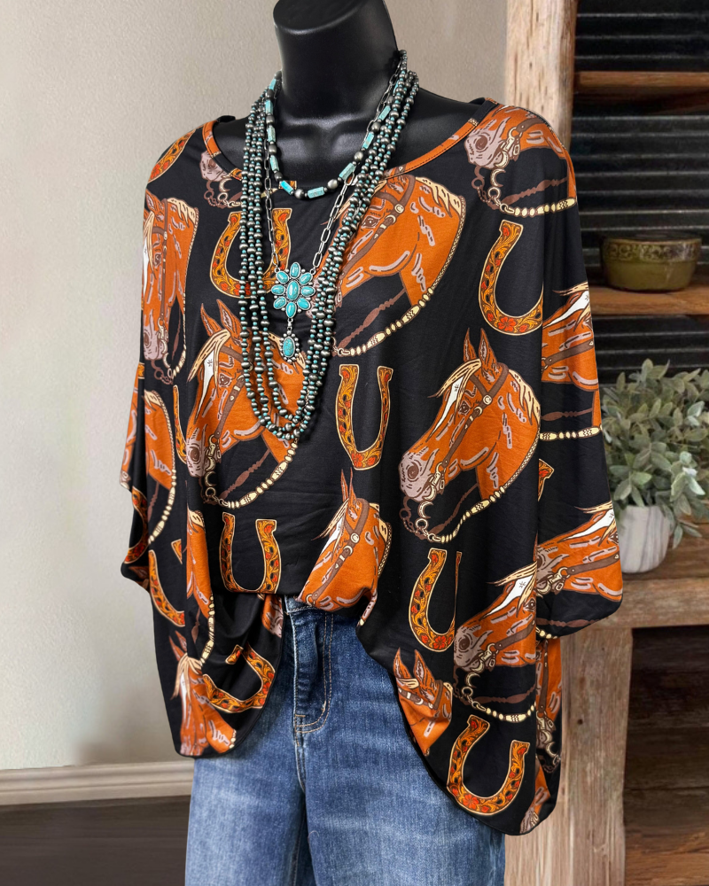 Stylish Horse Satin Top