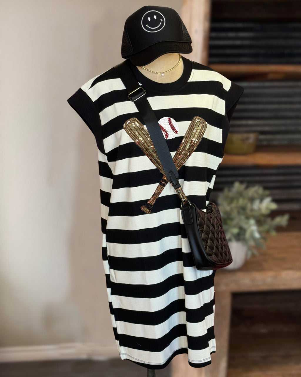 Baseball Sequin Striped Dress