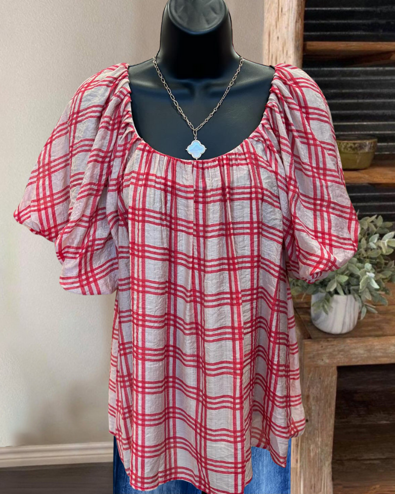 Casual Striped Plaid Top