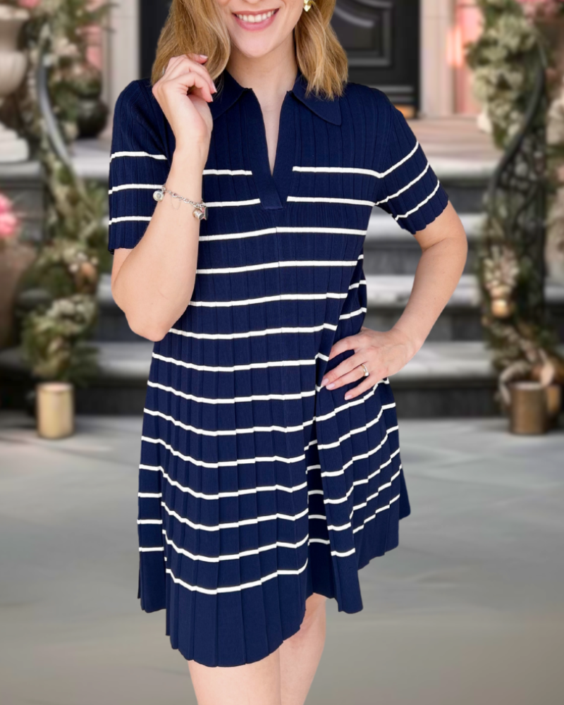 Nocturne Striped Knit Mini Dress