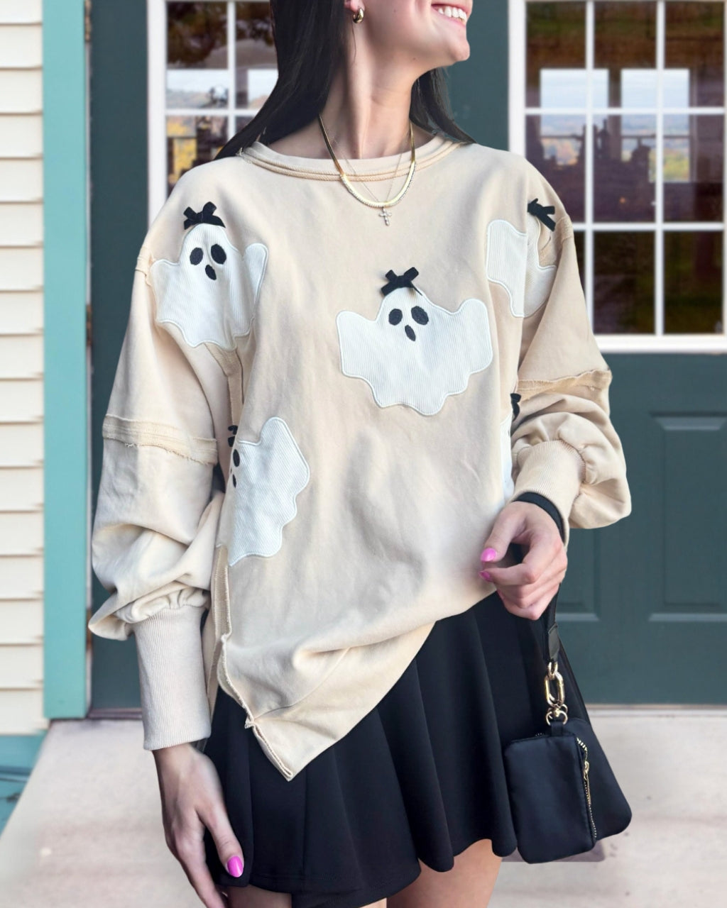 Ghost Bow Embroidered Sweatshirt