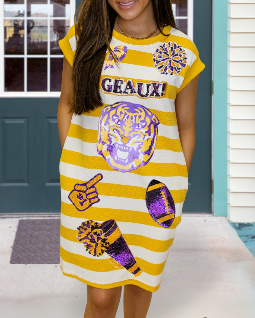 LSU Tigers Sequin Striped Dress