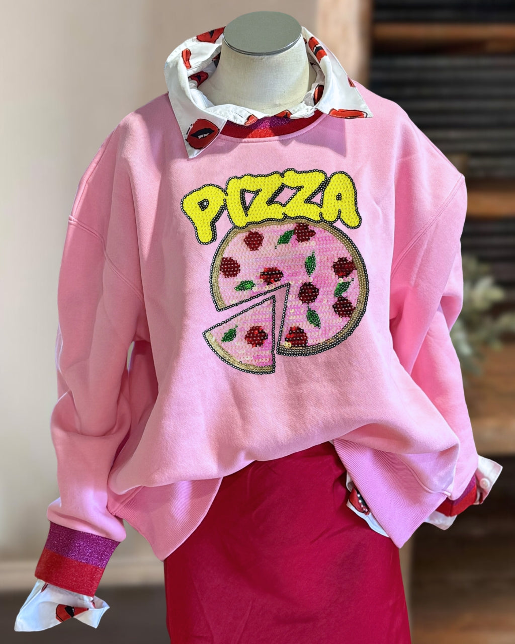 Playful Pizza Sequin Sweatshirt