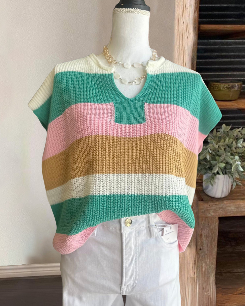 Stylish Color Block Knitted Sweater