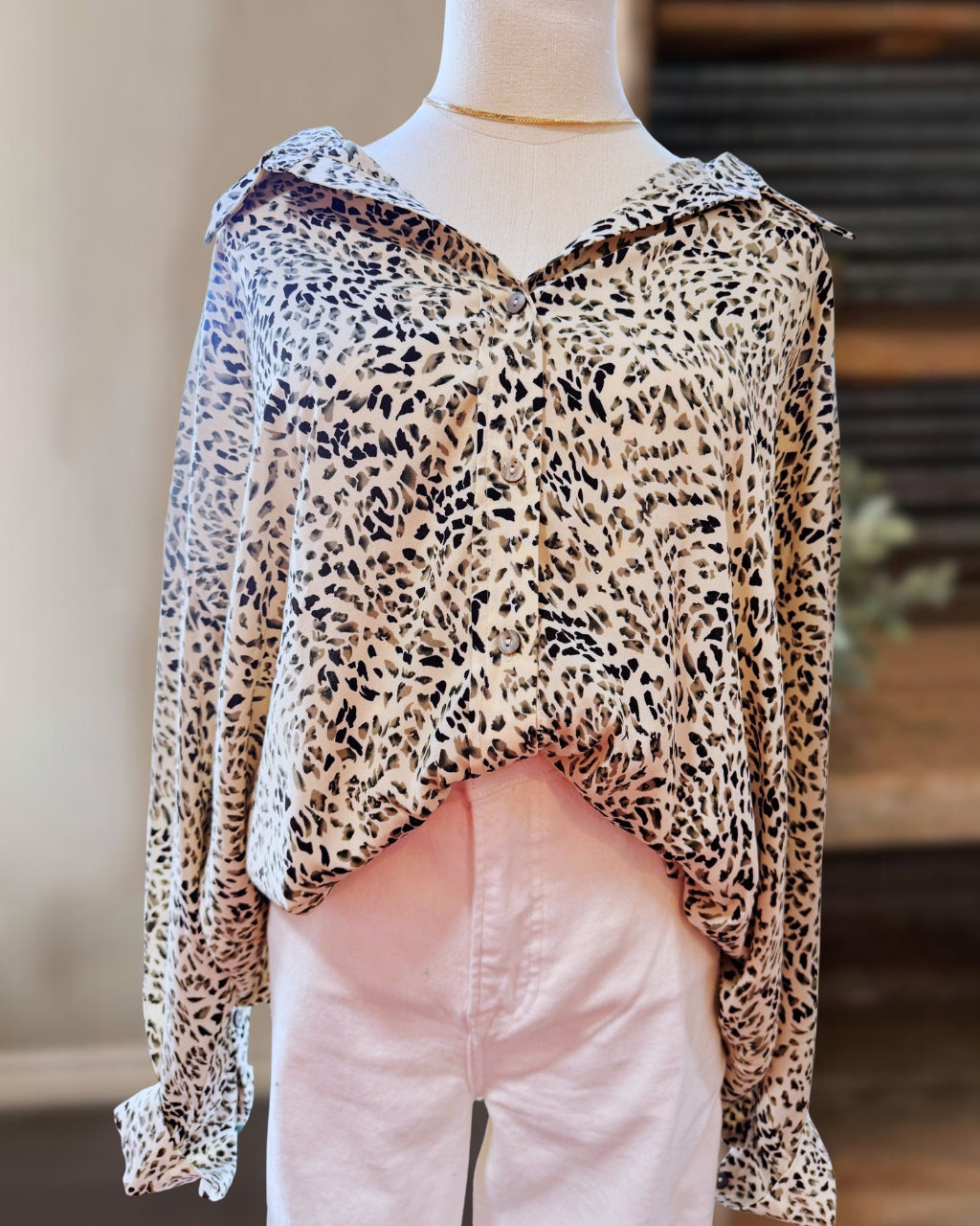 Cheetah Print Satin Top