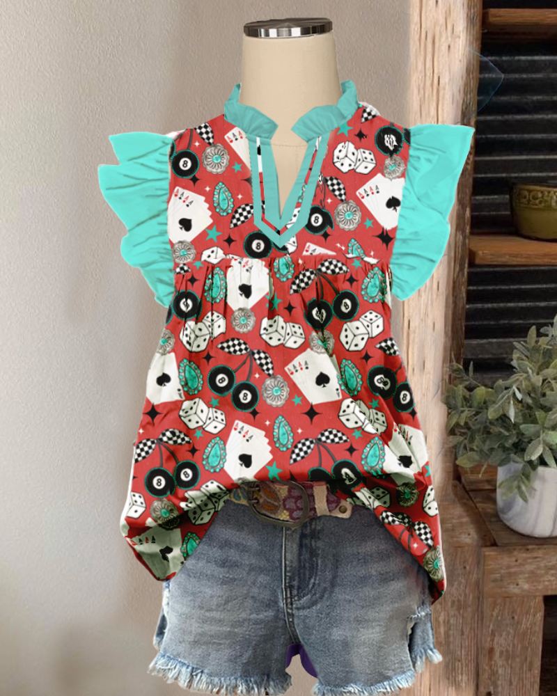 Poker Entertainment V-Neck Top