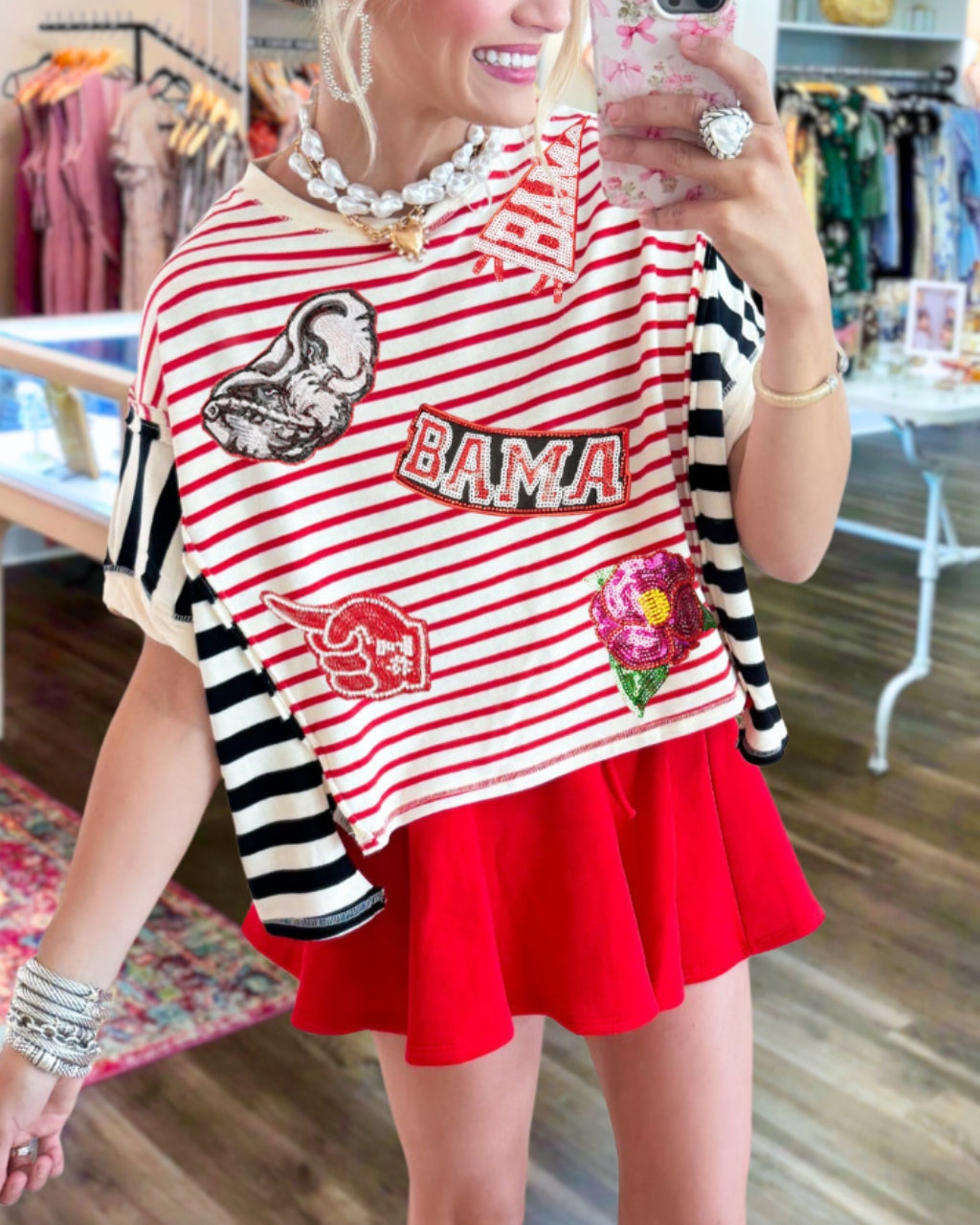 Colorful Sequin Bama Striped Top