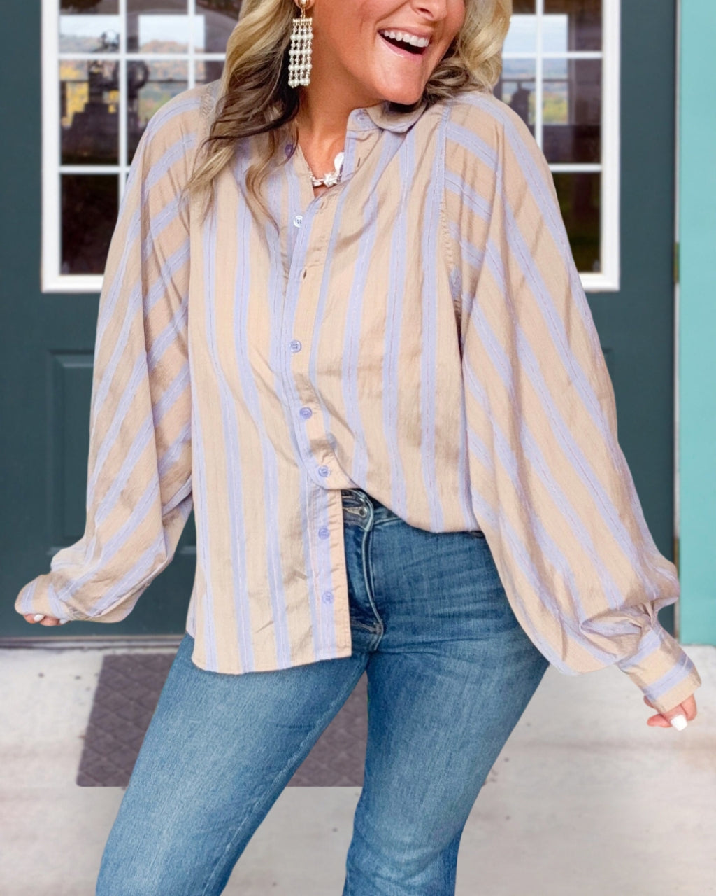 Stylish Satin Striped Blouse