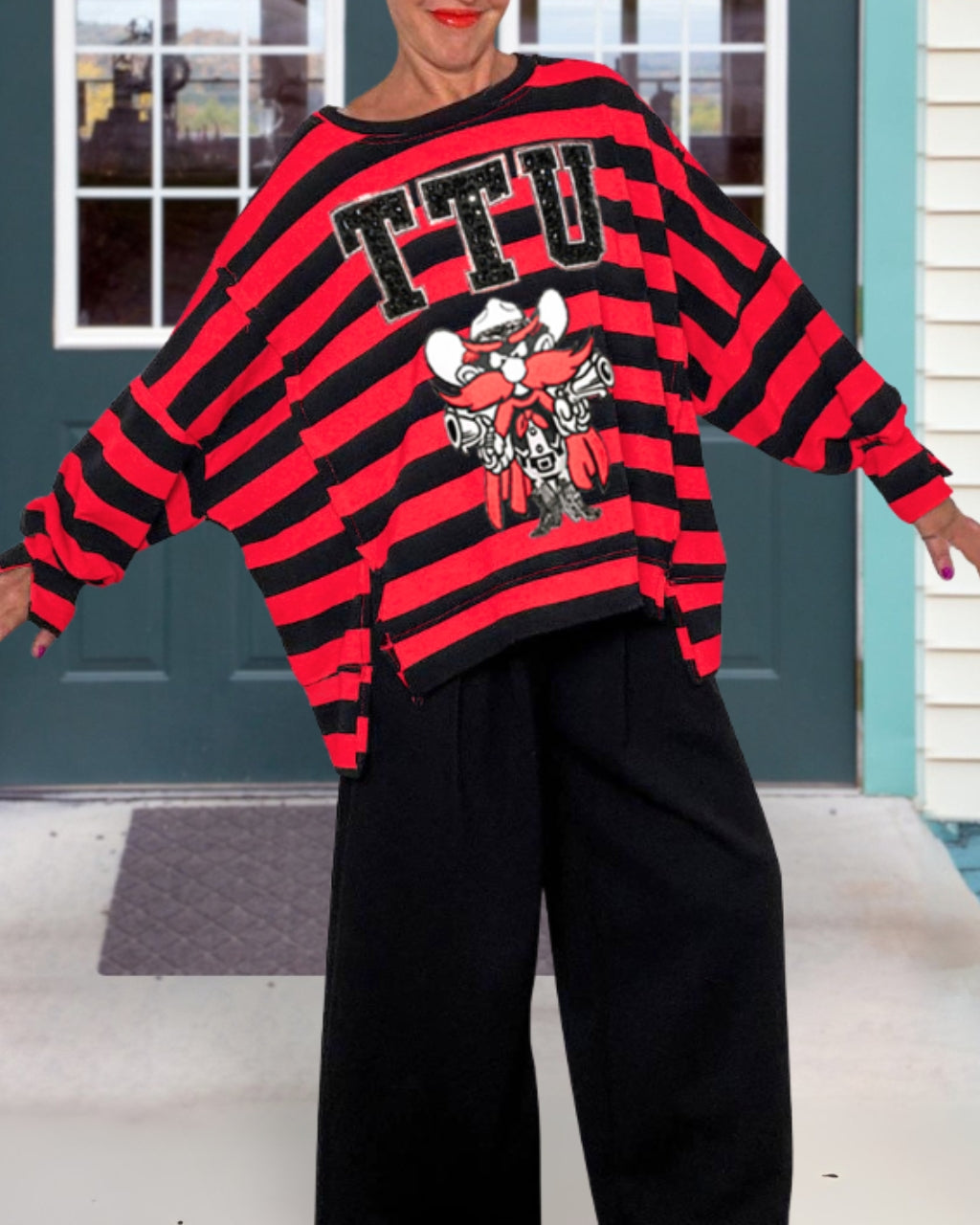 TTU Raiders Sequin Striped Pullover