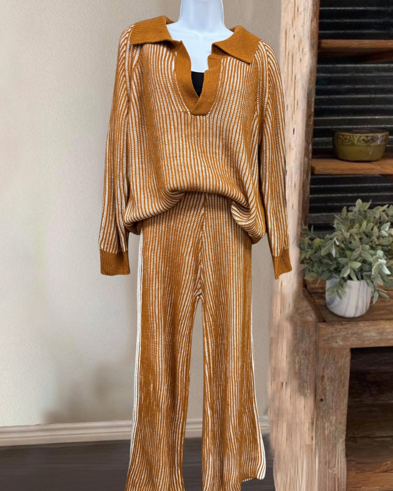 Chic Striped Sweater Set