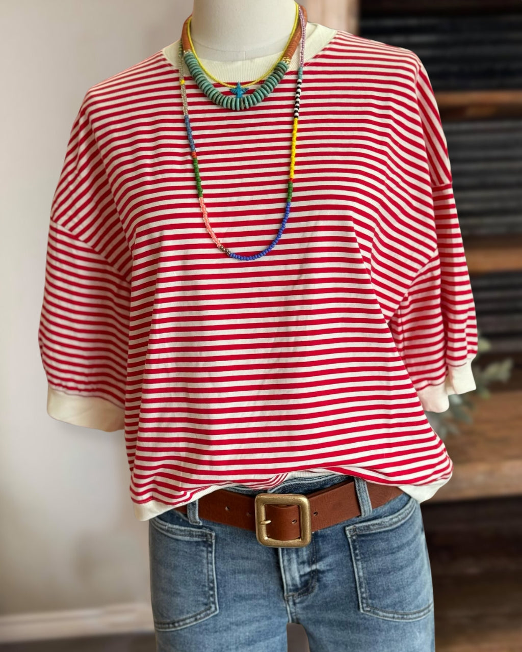 Red Striped Cotton Tee