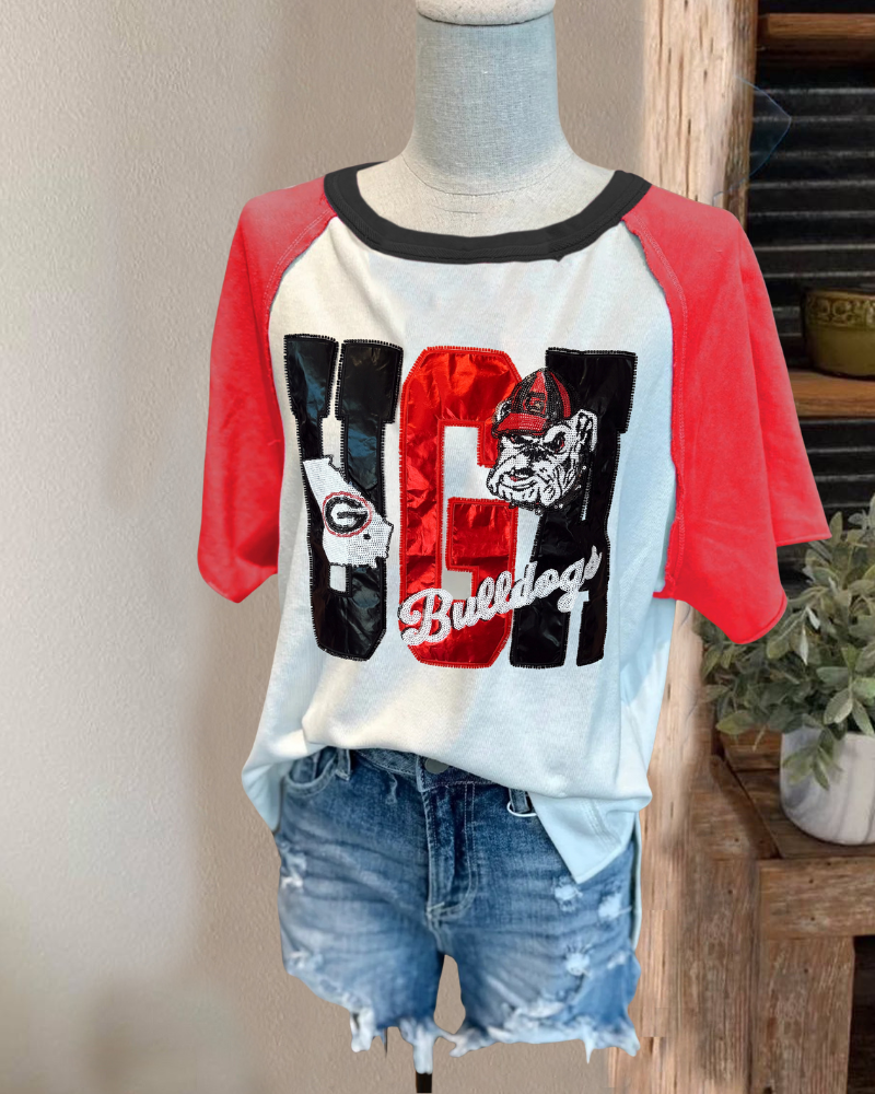 UGA Bulldogs Colorblock Sequined T-Shirt