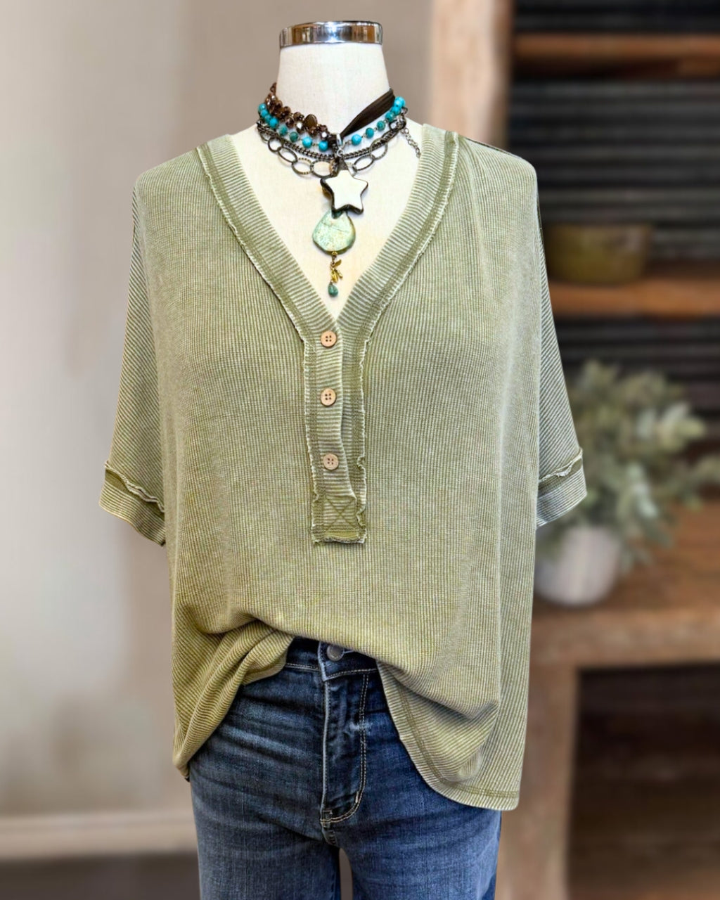 Relaxed Style Henley Top