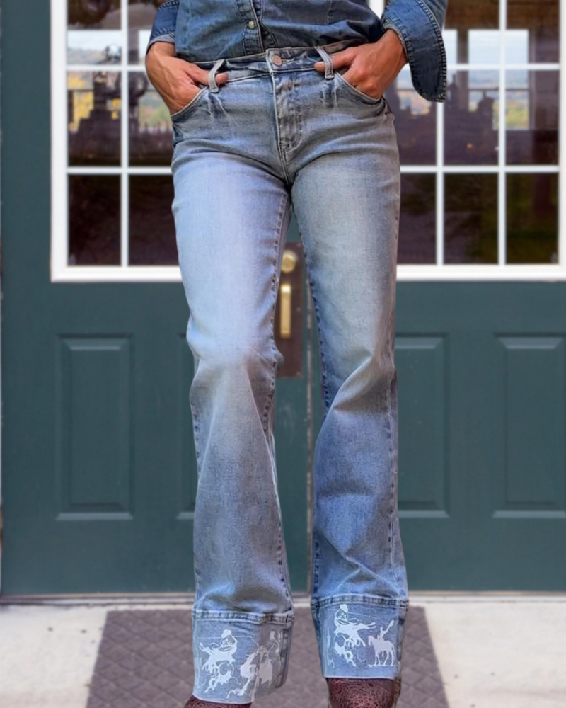 Vintage Washed Flared Jeans