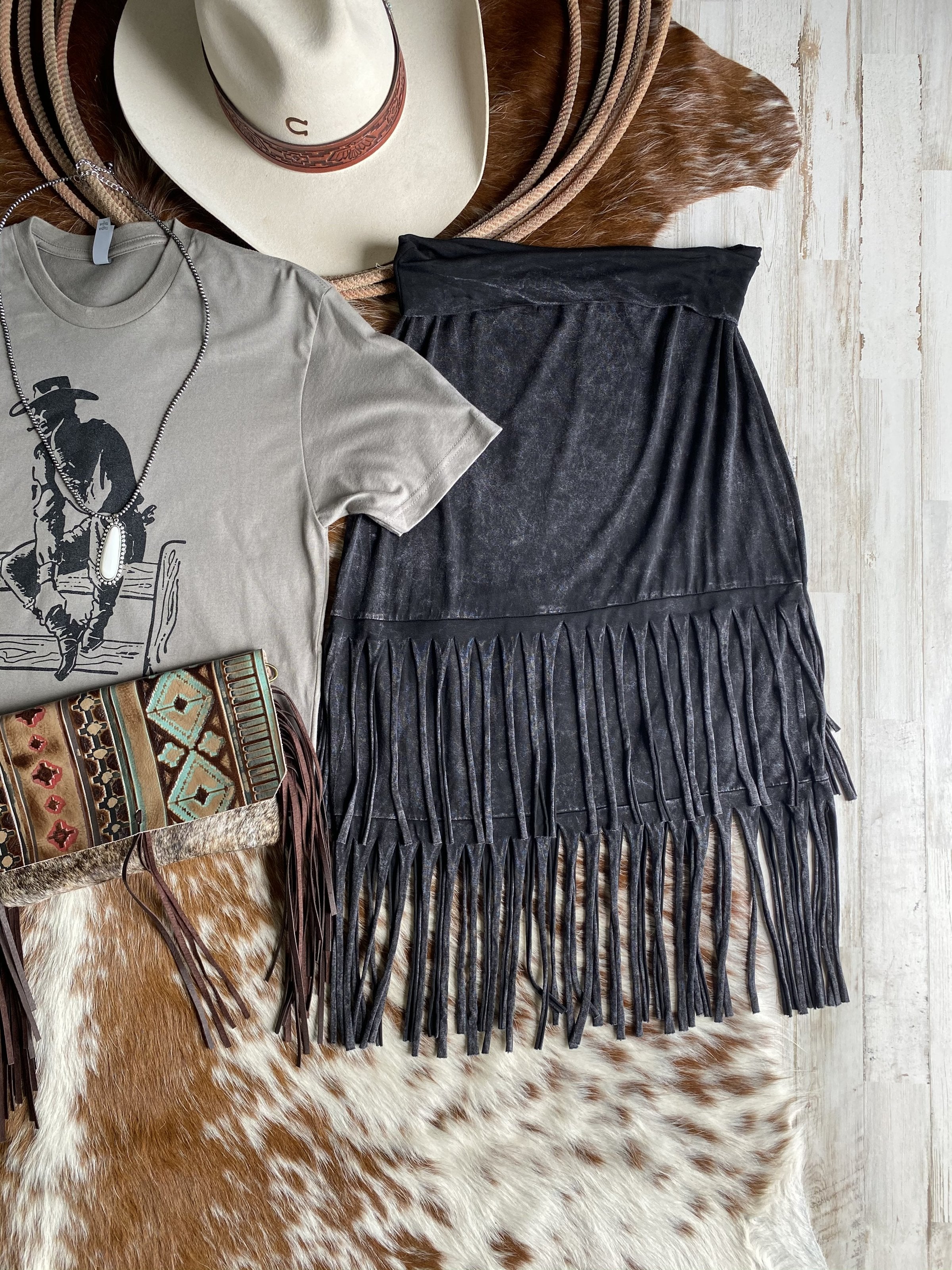 Cotton · Distressed · Tassel Skirt