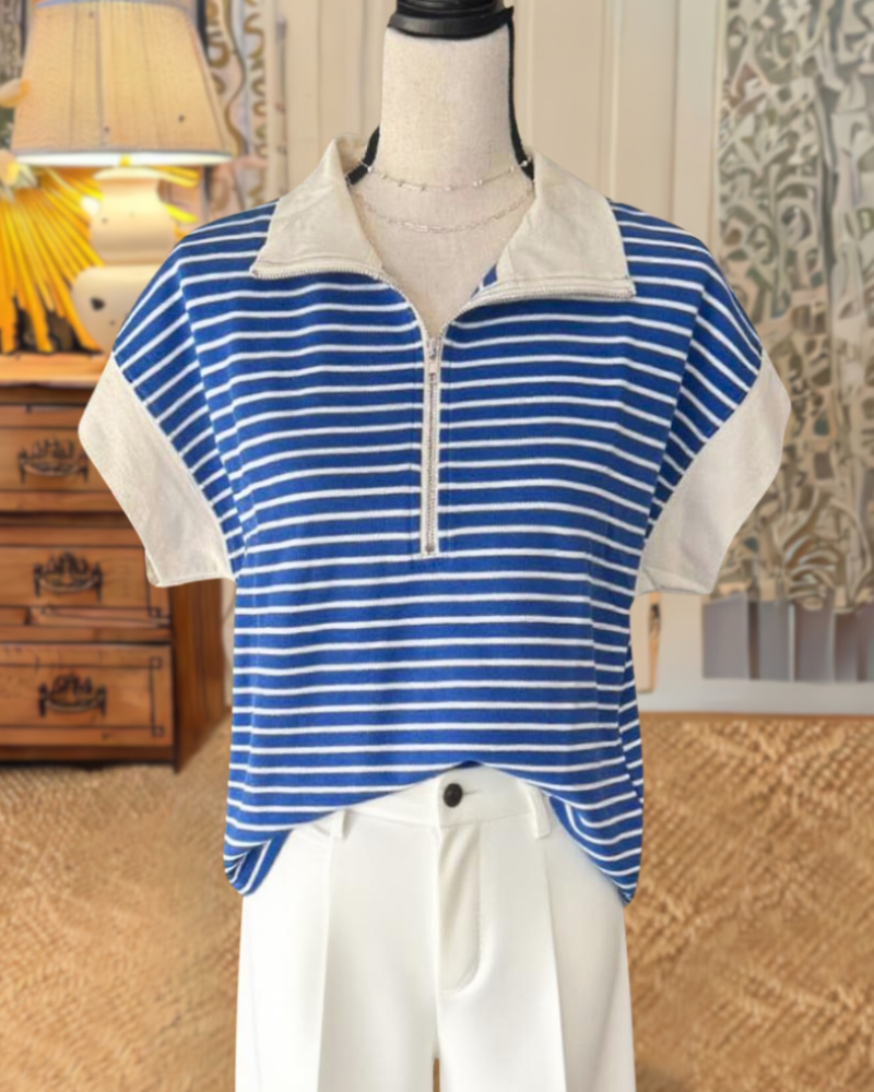 Striped Half Zip Top
