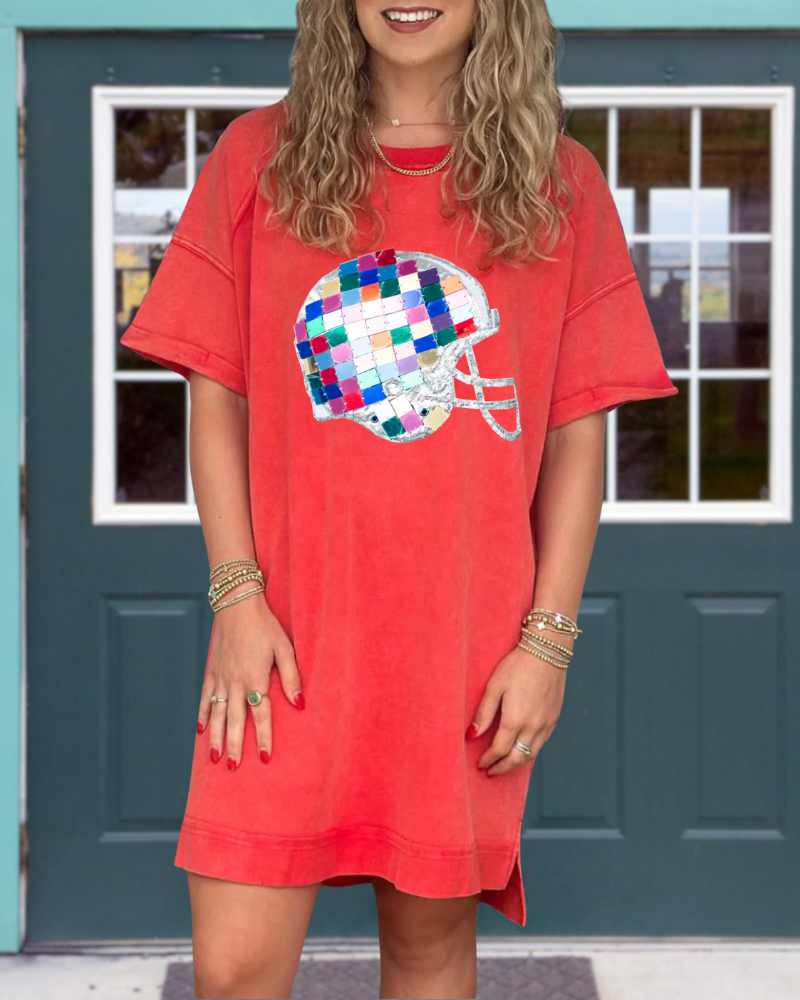 Sequin Helmet Tech Dress