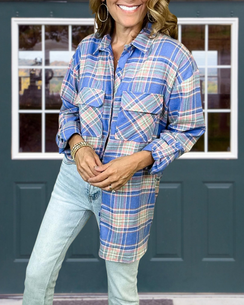 Oversized Check Pocket Shirt