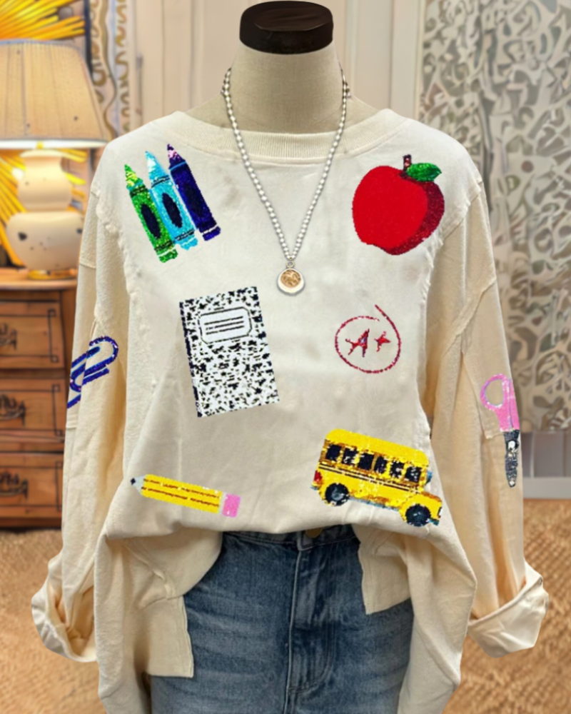 Oversized School Sequined Sweatshirt