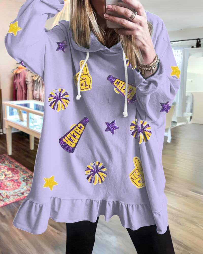 Oversized CHEER Sequined Hoodie