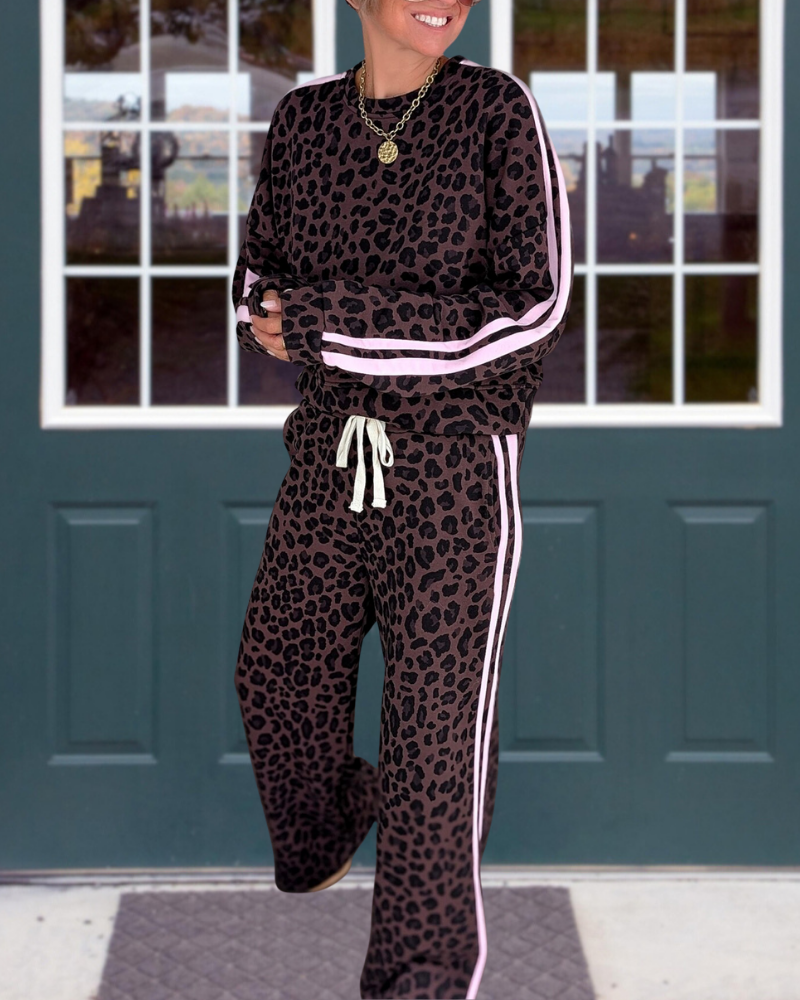 Stylish Leopard Side Stripe Set