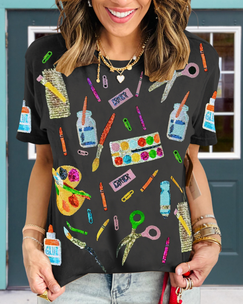 Scattered Painting Sequins T-shirt