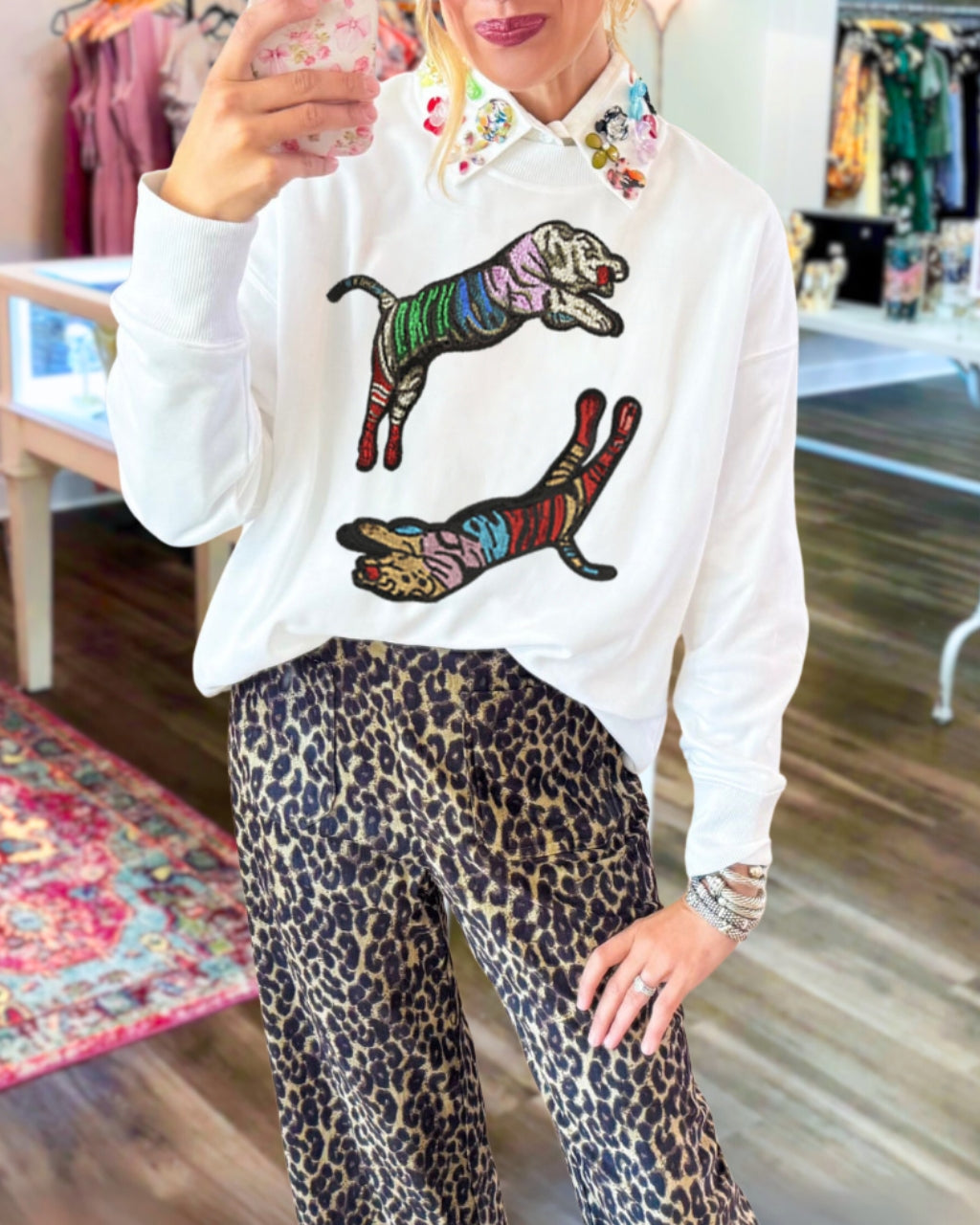 Twin Tiger Sequin Sweatshirt