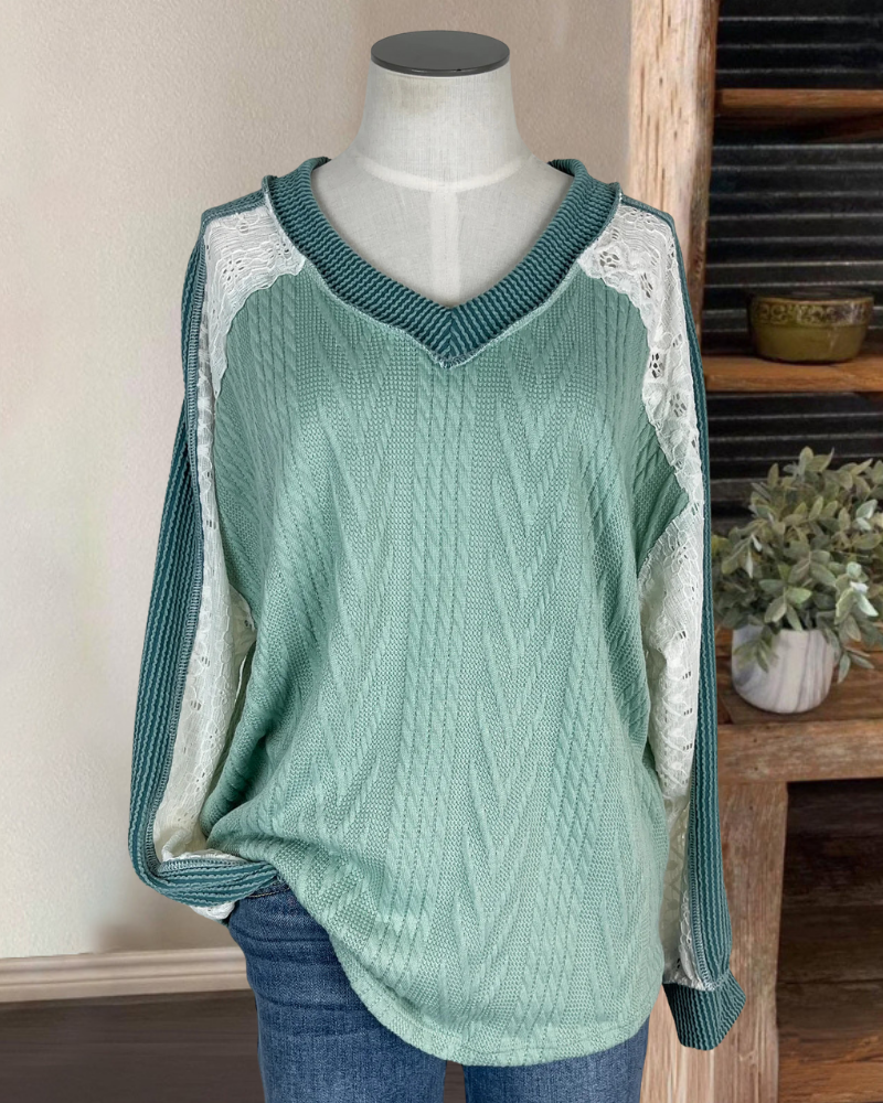 Lace Patchwork Knitted Sweater