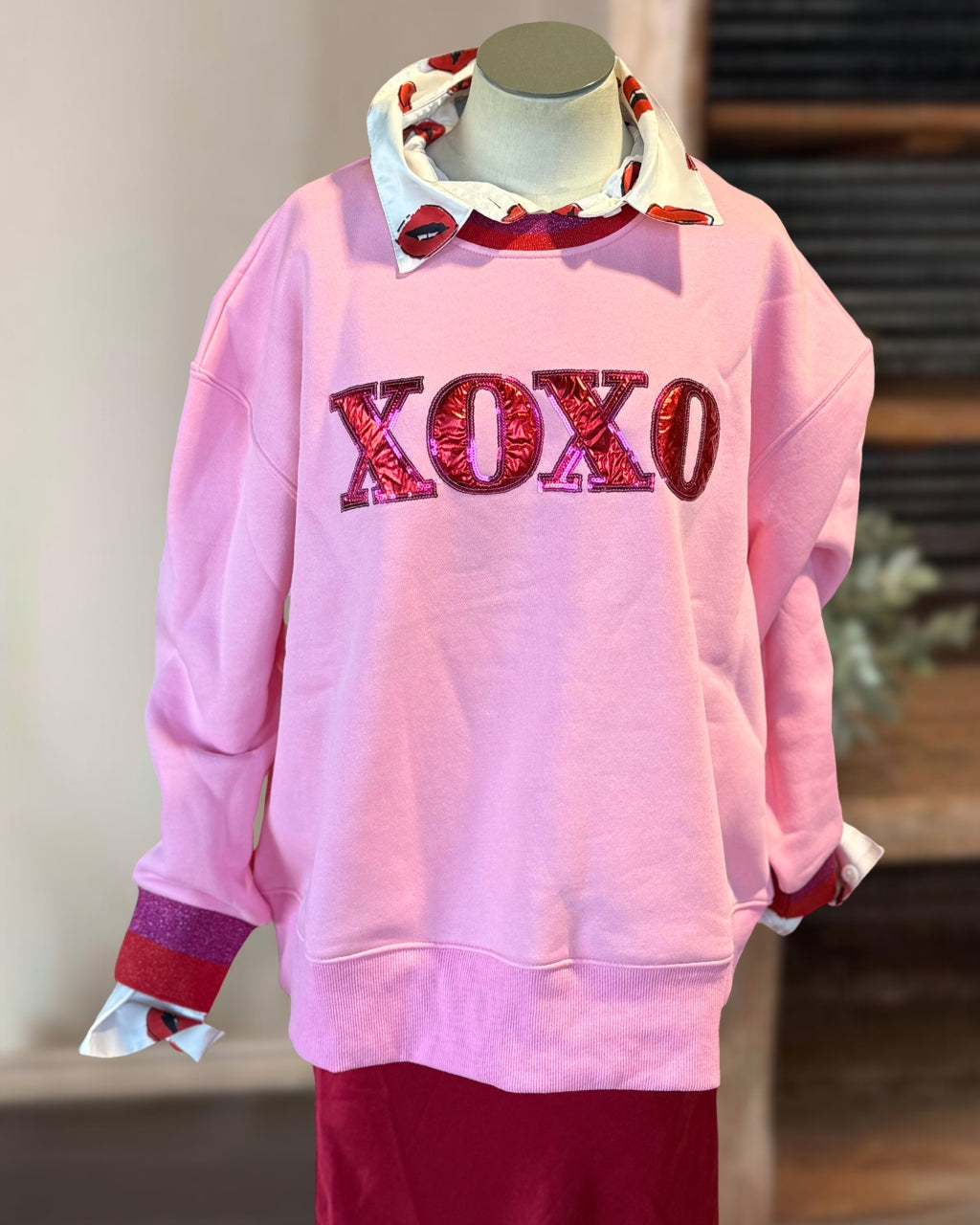 Trendy XOXO Embroidered Sweatshirt