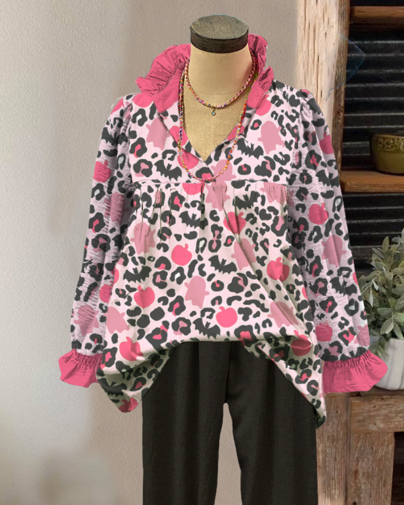 Halloween Ruffled Leopard Top