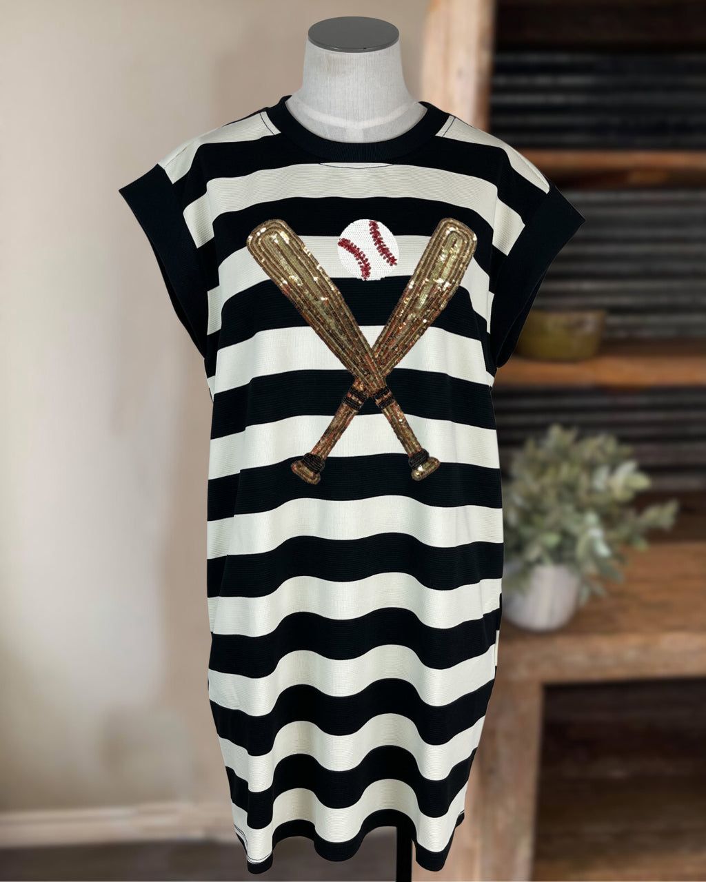 Baseball Sequin Striped Dress